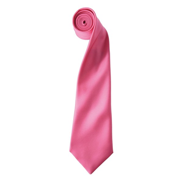 Premier Mens Plain Satin Tie (Narrow Blade) - Fuchsia