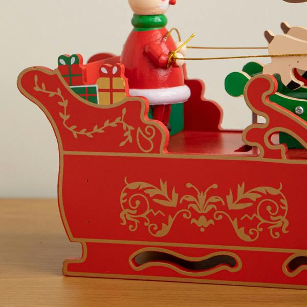Samuel Alexander 17cm Musical Santa Sleigh with Moving Reindeer