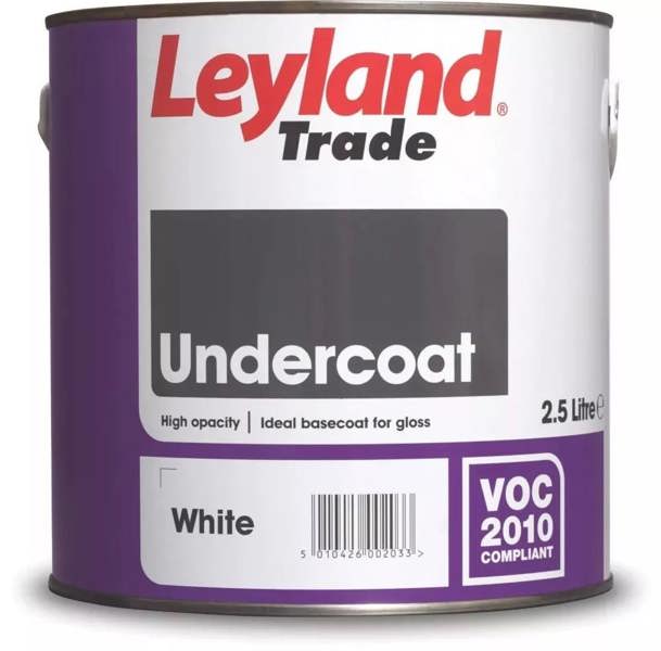 Leyland Trade Undercoat Paint White 2.5L Pack of 2