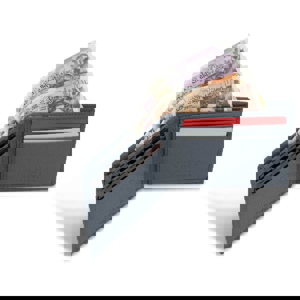 Barneys Originals Slate Grey Textured Leather Wallet with 4 Card Slots