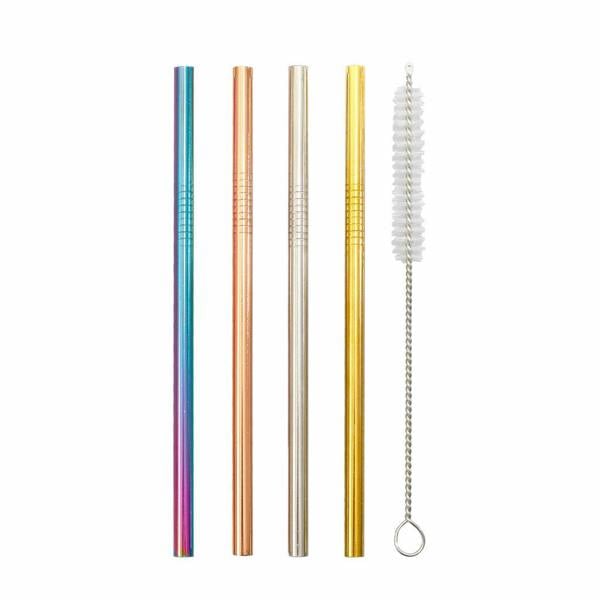 Set Of Four Stainless Steel Mini Straws - alternative angle