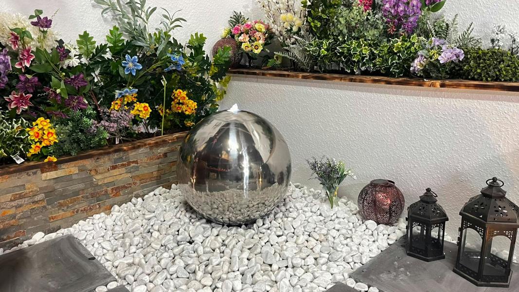 Tranquillity Water Features 40cm Stainless Steel Sphere Modern Metal Water Feature