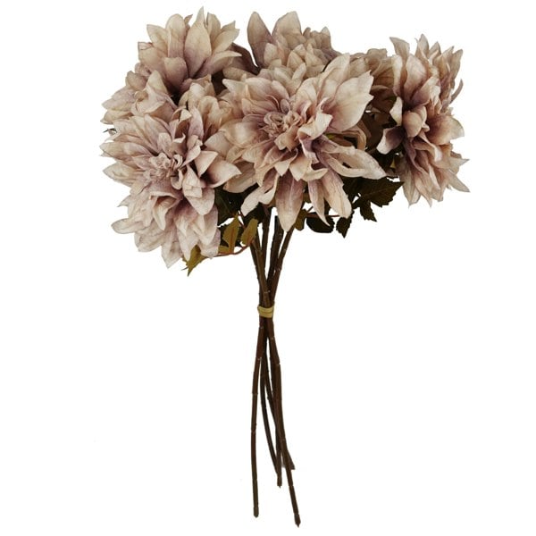 Leaf Pack of 6 x 55cm Dahlia Flower Stem - Dusty Pink