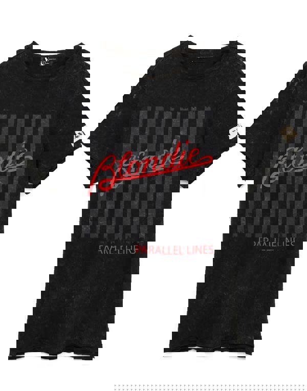 Blondie Mens Black Band Logo Short Sleeved T-Shirt