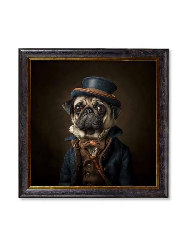 Exceptional Art Sir Puggington - Gentleman Pug Oxford Square Frame