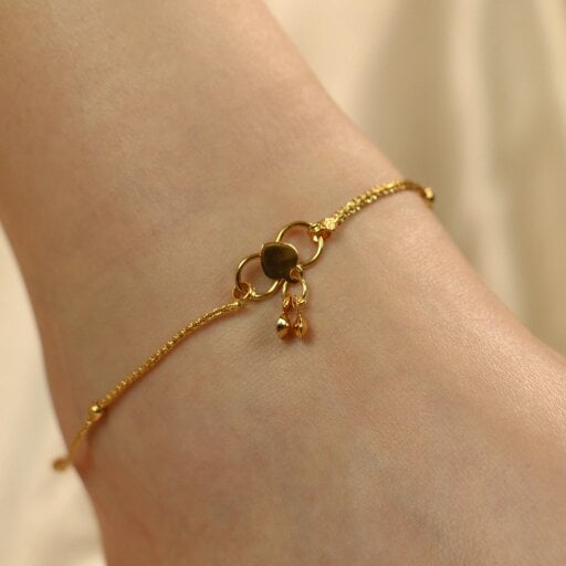 The Colourful Aura Golden Brass Beaded Round Ball Minimalist Boho Slim Foot Payal Anklet