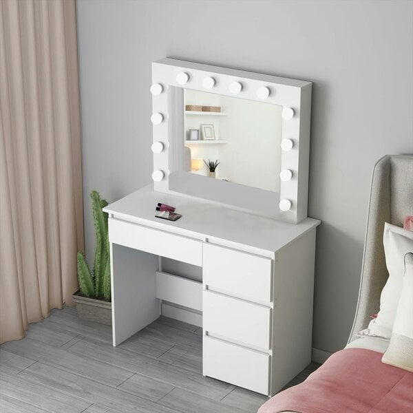 Kosy Koala White Dressing Table Hollywood LED Mirror Makeup Desk Vanity Table Bedroom Furniture