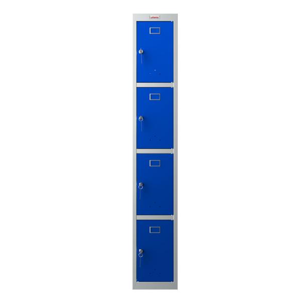 Phoenix Safe Phoenix PL Series PL1430GBK 1 Column 4 Door Personal Locker Grey Body/Blue Doors with Key Lock