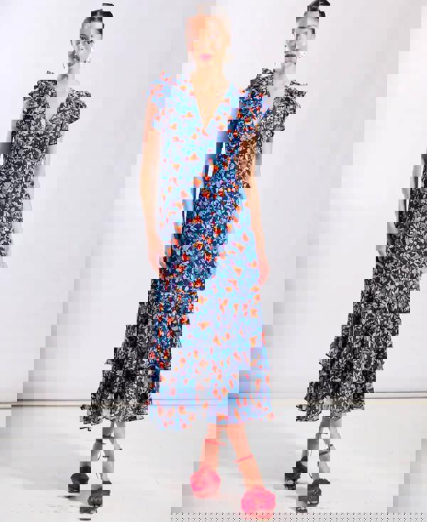 Floral Blue Midi Dress