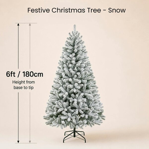 Outdoor Living Festive Christmas 6 FT Snow tipped Full Christmas Tree