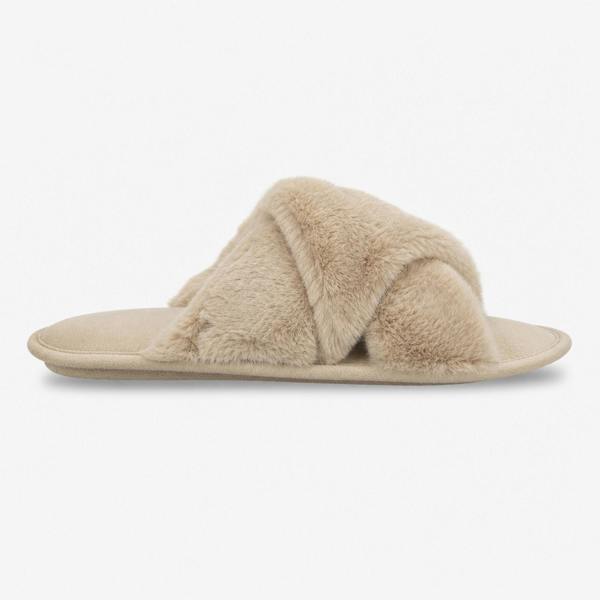 Totes CROSS FUR SLIDER Mules Mules   in  Cream