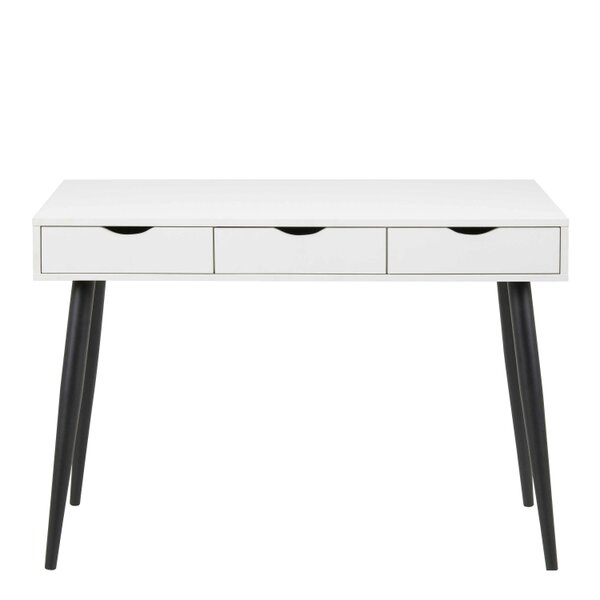 Wyld Haus Dresden White Wooden Office Desk 3 Drawers Black Legs