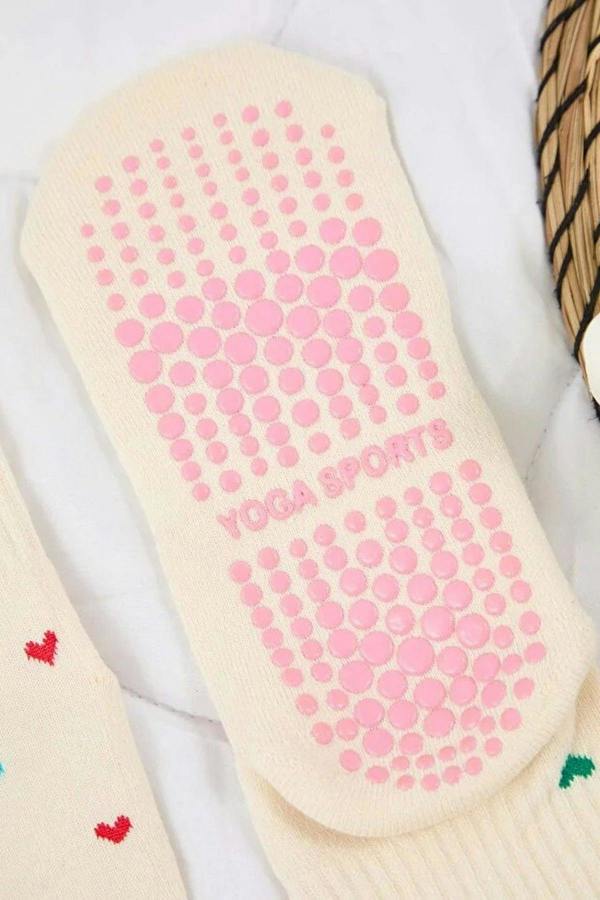 WOVCOR Patterned Non-Slip Yoga Knit Socks