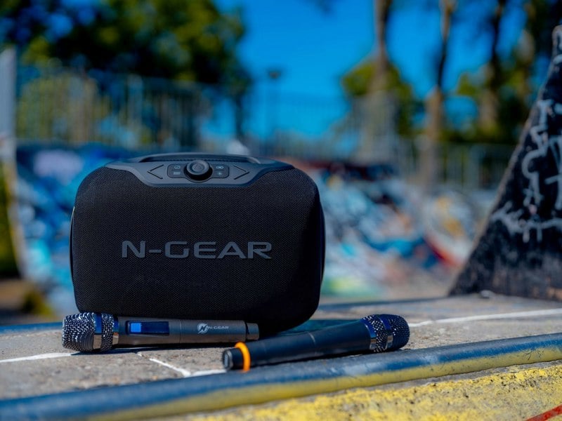 N-Gear | NRG600 Bluetooth Speaker Partybox with Lighting & 2 Microphones IPX5 Waterproof Black