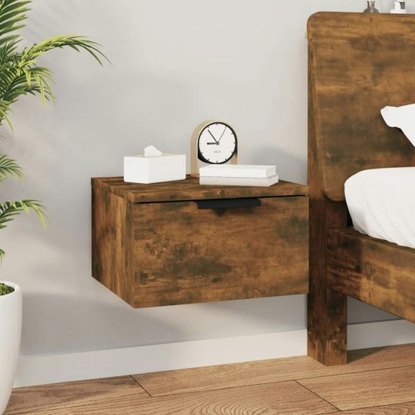 Berkfield Wall-mounted Bedside Cabinet Smoked Oak 34x30x20 cm