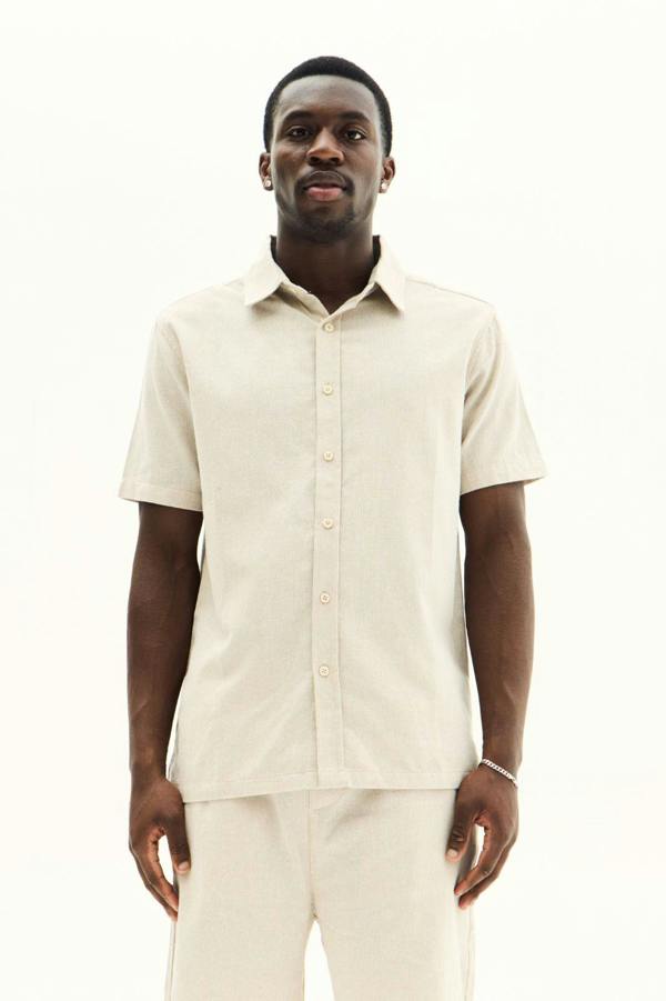 Men’s Premium Short Sleeve Shirt & Shorts Co-Ord Set - Beige