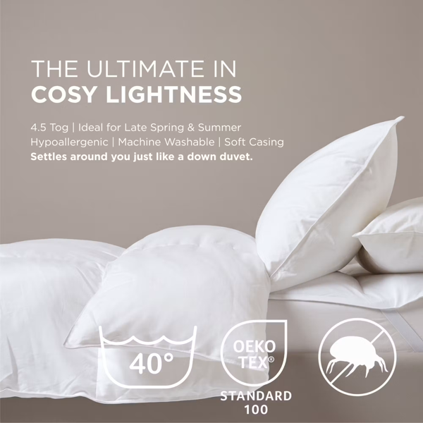 HOMESCAPES 4.5 Tog Duvet Luxury Super Microfibre for Summer Lightweight Anti Allergy