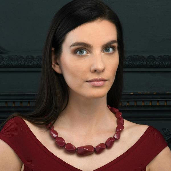 Zavana Twisted Burgundy Chunky Statement Necklace for Women