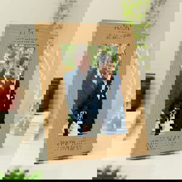 Personalised Memento Company Personalised Anniversary 5x7 Oak Finish Photo Frame