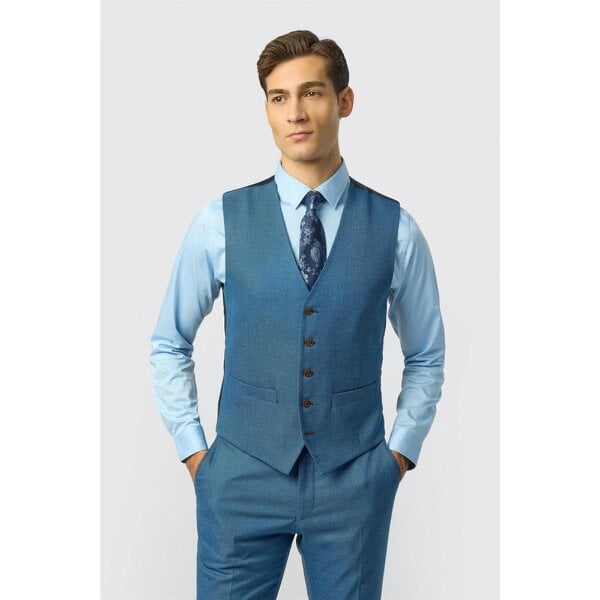 Antique Rogue Blake Blue Texture Waistcoat