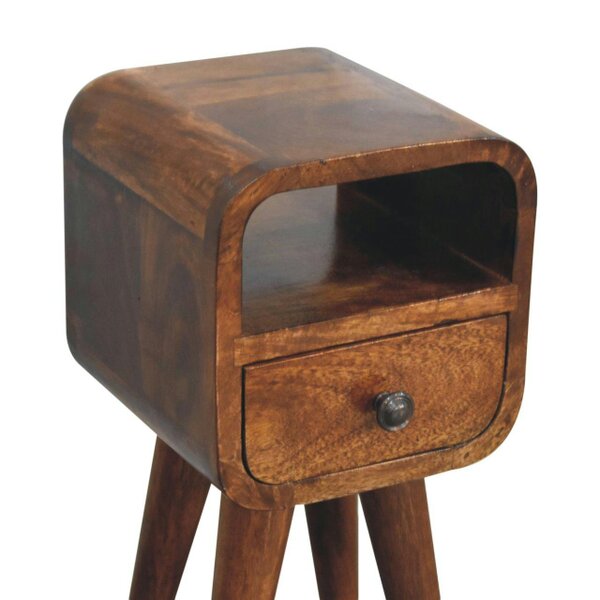 Wyld Haus Cagliari Small Chestnut Curve Drawer and Shelf Bedside Table