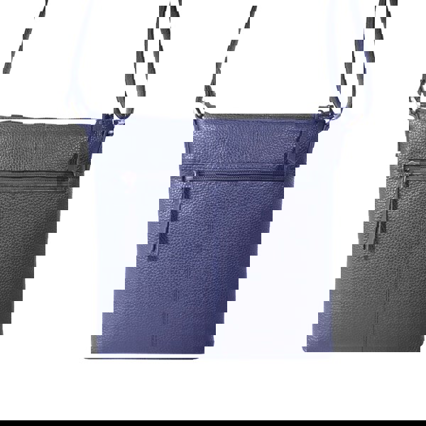 Assots London 'EDITH' Navy Pebble Grain Leather Crossbody bag