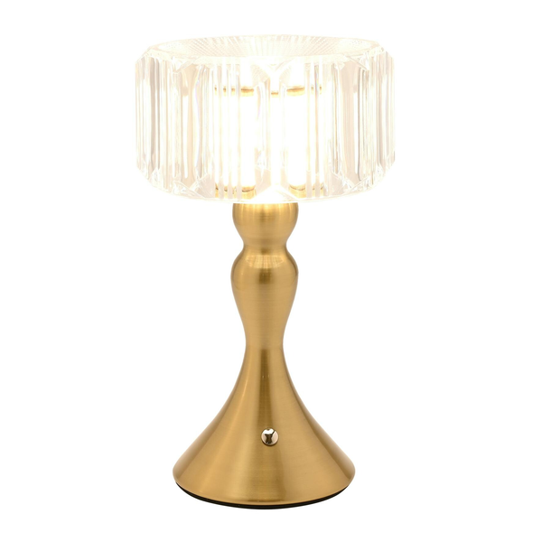 Hestia Crystal Effect USB Touch Table Lamp with Curved Bronze Base