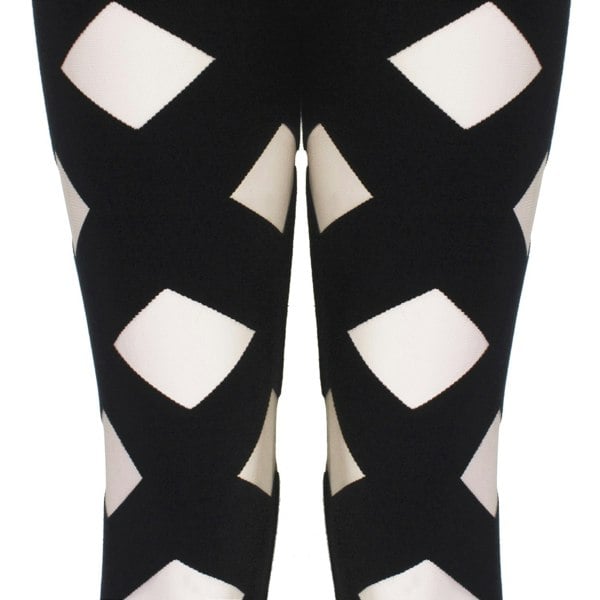 Balmain black harlequin leggings pants sheer