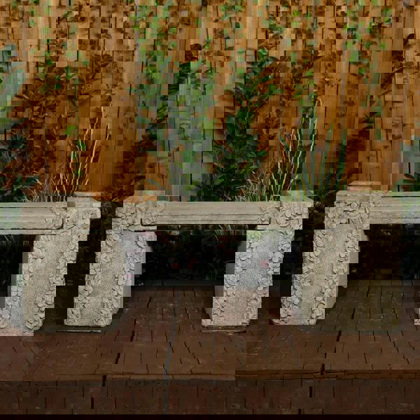 Daisy Design Stone Cast Garden Bench 