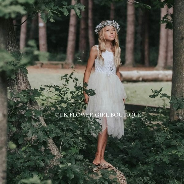 Boho Dreams Dress - Ivory Applique - UK Flower Girl Boutique