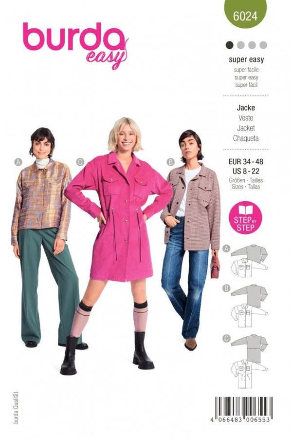 Burda Sewing Pattern 6024 Jackets For Women, 8-22 (34-48) - Easy