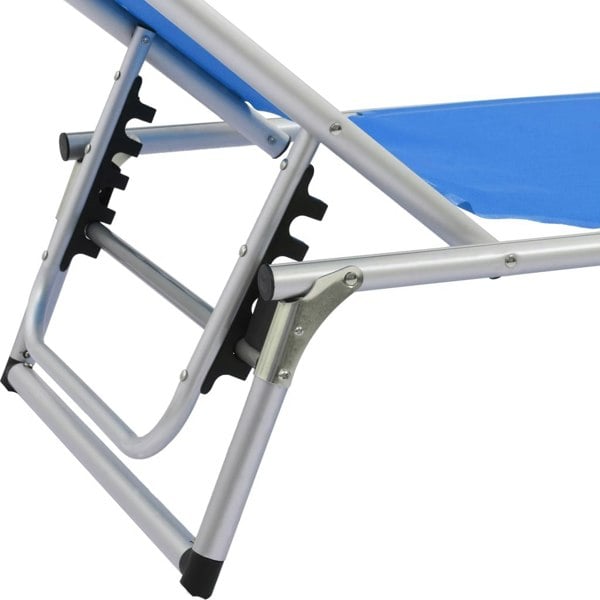 Berkfield Folding Sun Lounger with Roof Aluminium and Textilene Blue