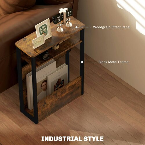 Wyld Haus Novizi Metal And Wooden Black And Brown Industrial Style Side Table