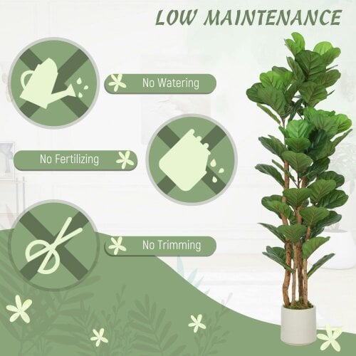 Wyld Haus Toelna Artificial Fiddle Leaf Fig Style Tree With Broad Leaves 150cm Green