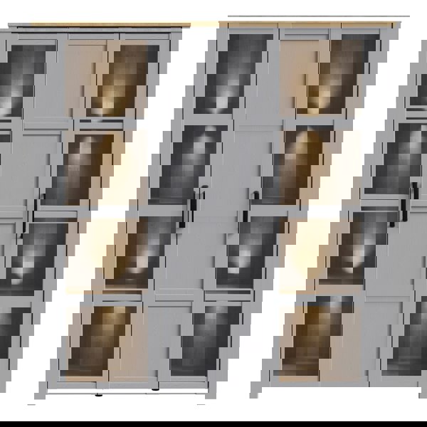 Furniture To Go Bohol Large Display Cabinet inc. 4x LED Lights in Riviera Oak/Grey Oak