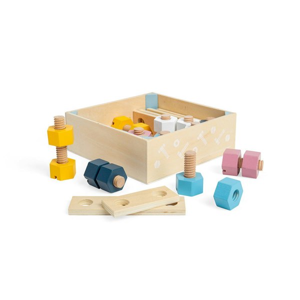 Bigjigs Toys Crate Of 20 Wooden Nuts And Bolts