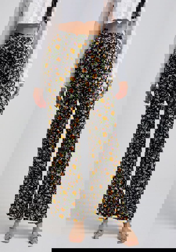 Bright Floral Printed Wide Leg Trouser 