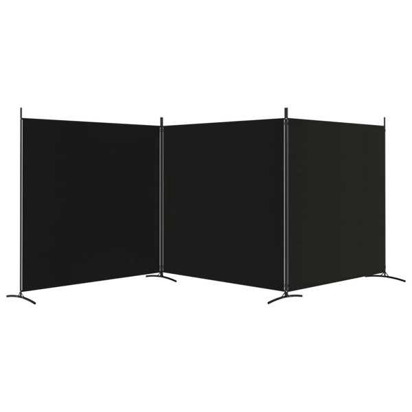 Berkfield 3-Panel Room Divider Black 525x180 cm Fabric