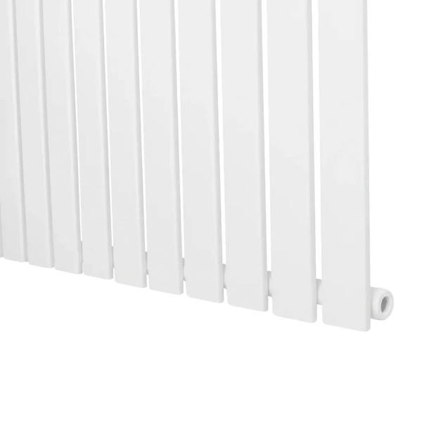 Flat single column radiator in sleek white finish, measuring 1800 x 420mm, featuring smooth vertical panels and modern design