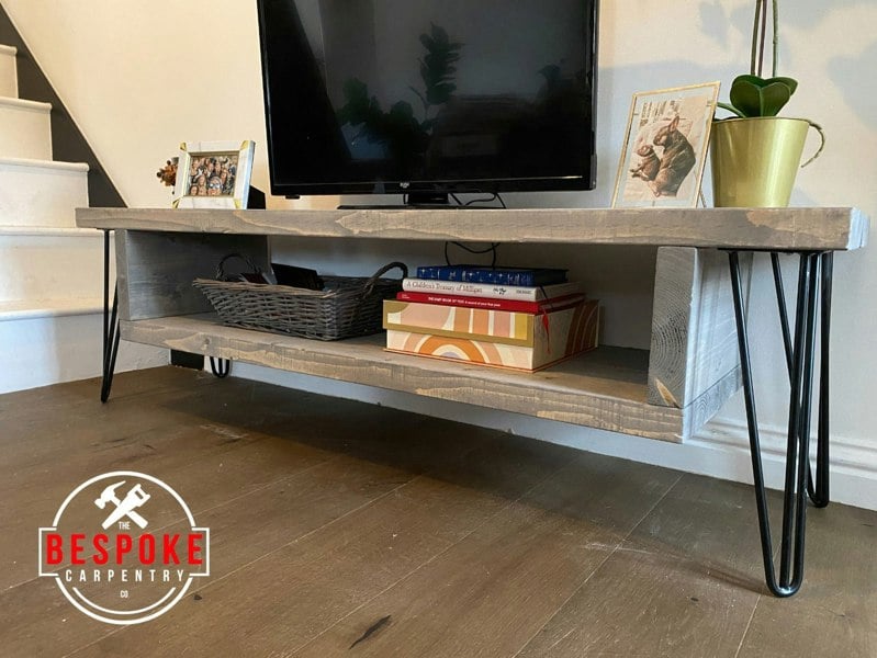 The Bespoke Carpentry Co TV Stand - Floating Storage with Hairpin Legs