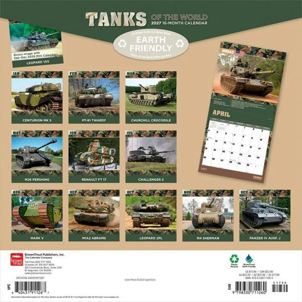 Tanks Of The World Calendar 2027, Wall Calendars, Month To View, History & Literature, Gift