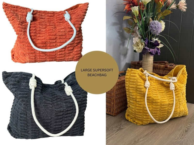 Solis Accessories Extra Large Towelling Beach Tote Bag – 52 x 40 x 12 cm