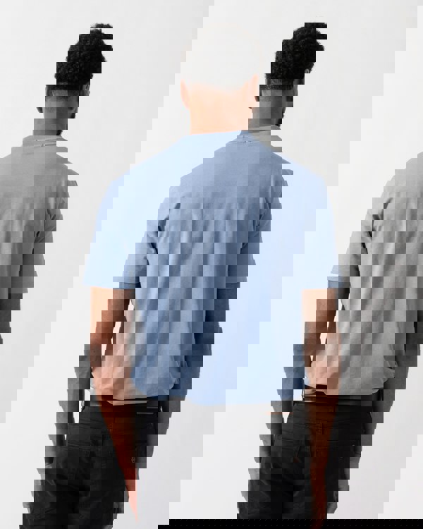 BOSS Green Tee Mens Stretch Cotton T-Shirt with Contrast Logo - Open Blue 490 - CHO - Designer Mens Logo T-Shirts