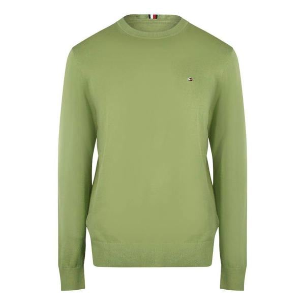 Tommy Hilfiger Mens Faded Crew Neck Sweatshirt - Olive Green - 