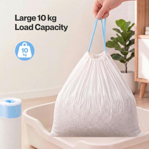 Skylos Cat Litter Bags Drawstring Tear Resistant 120 Pack Auto Litter Tray Blue