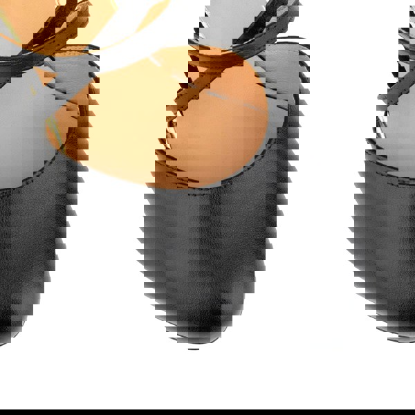 Embassy London Danni - Black & Gold Stripes - Women's leather closed-toe block heel with gold foil details