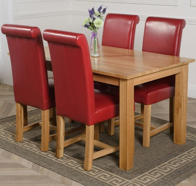 That's Furniture Oslo 150 x 90cm Medium Oak Dining Set with Washington Leather Chairs