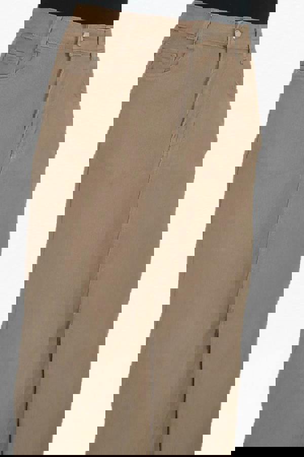 Paulo Due Women's Front Split Maxi Skirt Stretch Twill