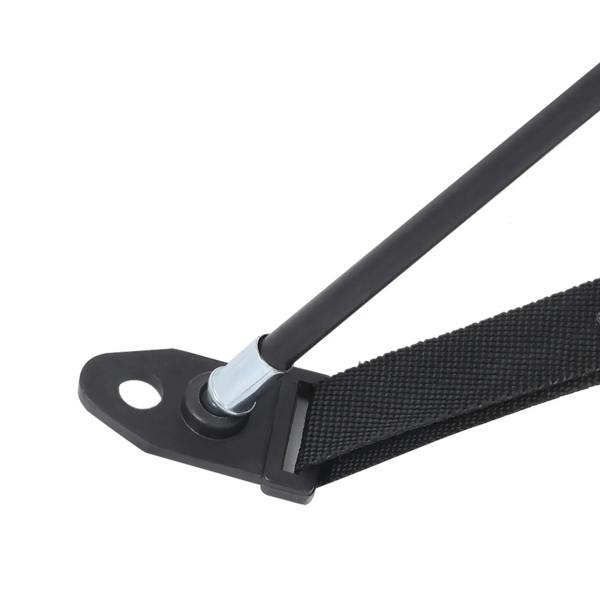 Dome tent pole connector with black strap end and round attachment hole