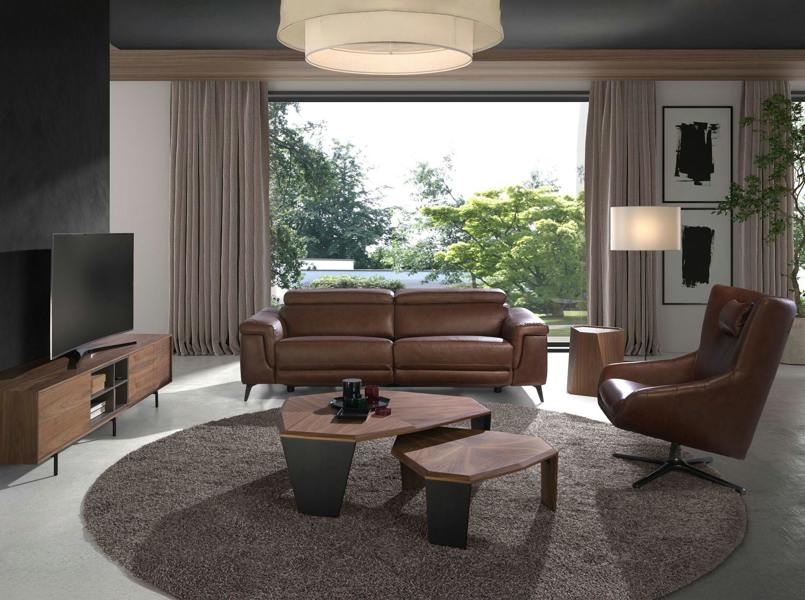 Angel Cerdá Cognac Brown Leather Swivel Armchair 5089